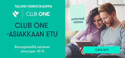Club One -asiakkaana saat pisteillä aina jopa -10 % Tallink-verkkokaupan laskun loppusummasta!