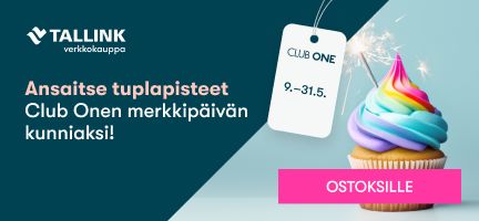 31.5.2023 asti Club One -jäsenille tuplabonuspisteet Tallink-verkkokaupan ostoksista - muista kirjautua!